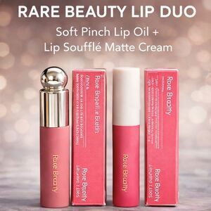 Rare Beauty Lip Duo Soft Pinch Lip Oil Happy + Lip Soufflé Matte Motivate. NEW